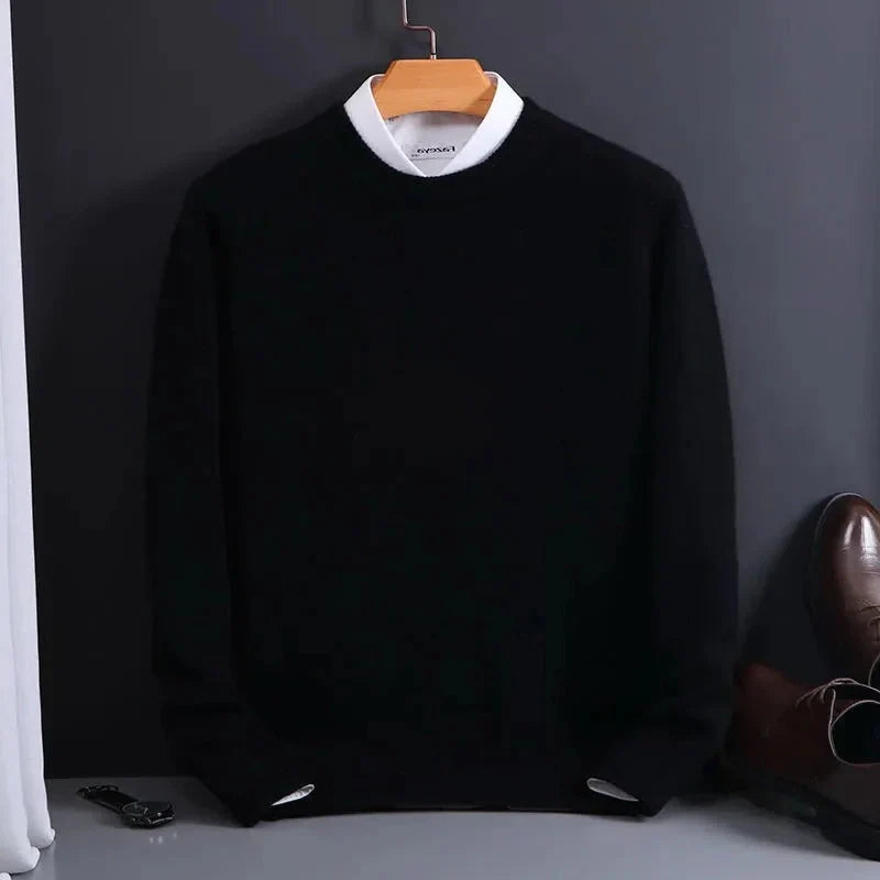 Sweter Męski z Miękkiego Materiału – Okrągły Dekolt, Ciepły na Jesień i Zimę 2
