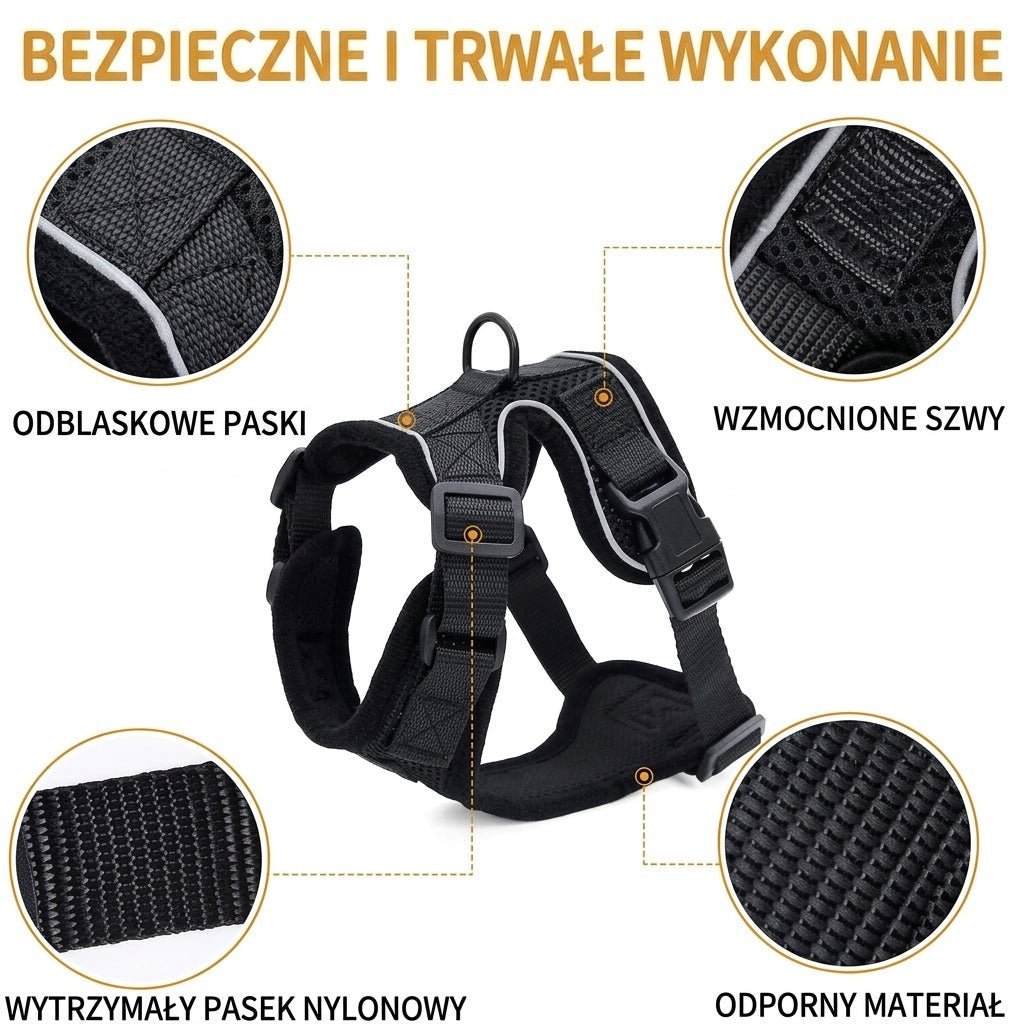 Szelki dla Kota z Regulacją i Smyczą 60 cm – Odporne na Ucieczkę, Odblaskowe Elementy 10