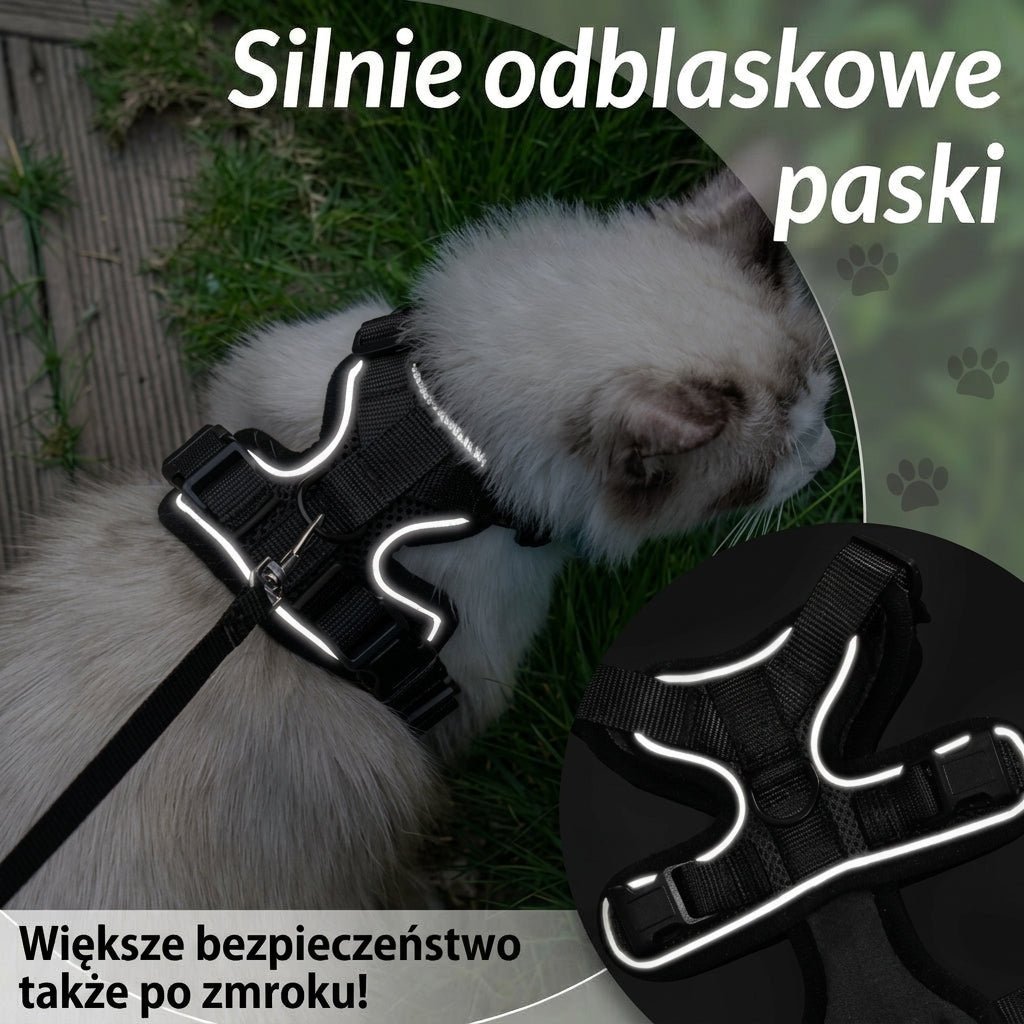 Szelki dla Kota z Regulacją i Smyczą 60 cm – Odporne na Ucieczkę, Odblaskowe Elementy 11