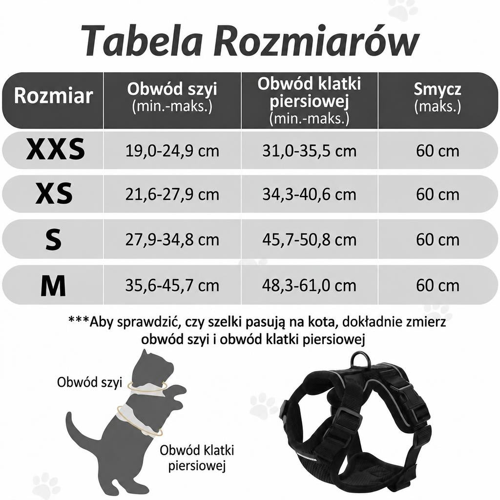 Szelki dla Kota z Regulacją i Smyczą 60 cm – z Zabezpieczeniem przed Ucieczką, Odblaskowe Elementy 7