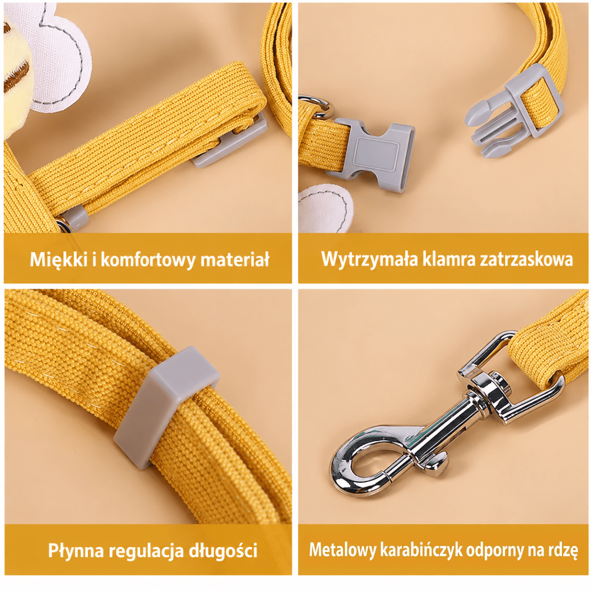 Szelki dla Kota z Regulowanymi Paskami – Bezpieczne na Spacery, Oddychający Materiał