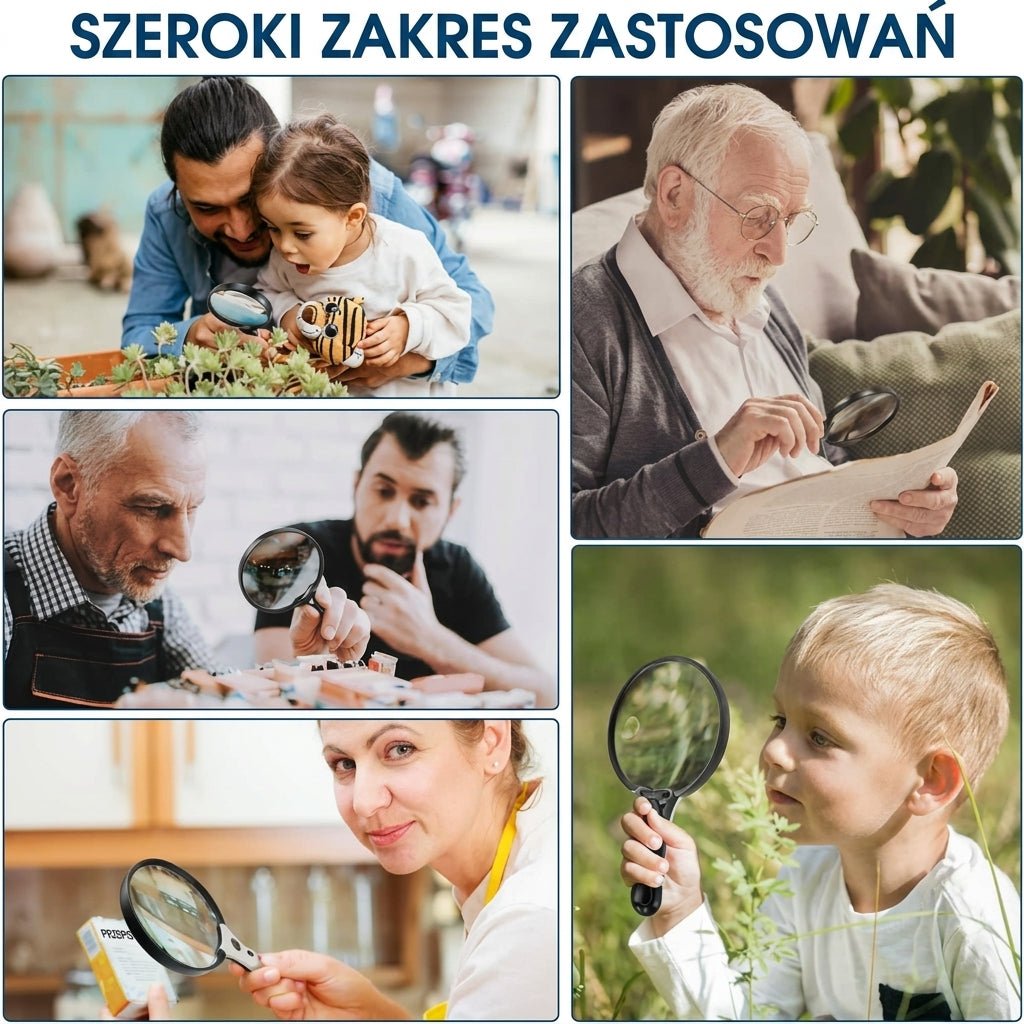 Szkło Powiększające 14cm z Oświetleniem LED – 10x, 20x, 45x do Czytania i Weryfikacji 7