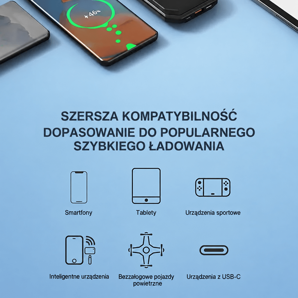 Szybka Ładowarka Samochodowa 100 W z Chowanym Kablem USB-C – Dwa Porty, Monitorowanie Napięcia