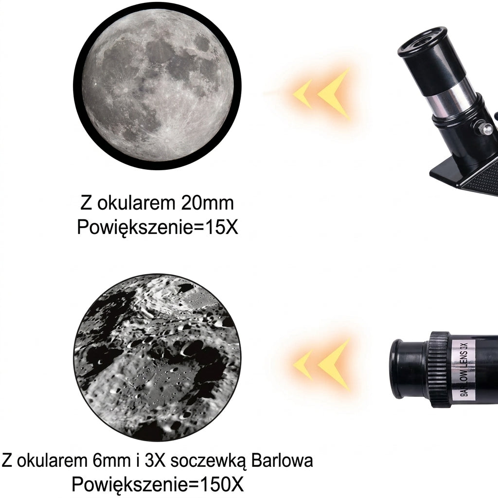 Teleskop Astronomiczny 150x dla Początkujących z Aluminiowym Statywem – Obserwacja Księżyca i Planet 7