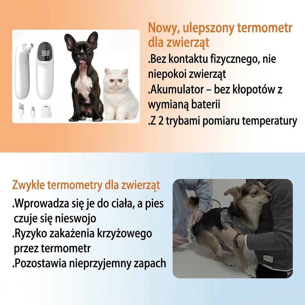 Termometr Na Podczerwień Dla Zwierząt – Bezkontaktowy Pomiar Temperatury z Pamięcią 32 Odczyty 5
