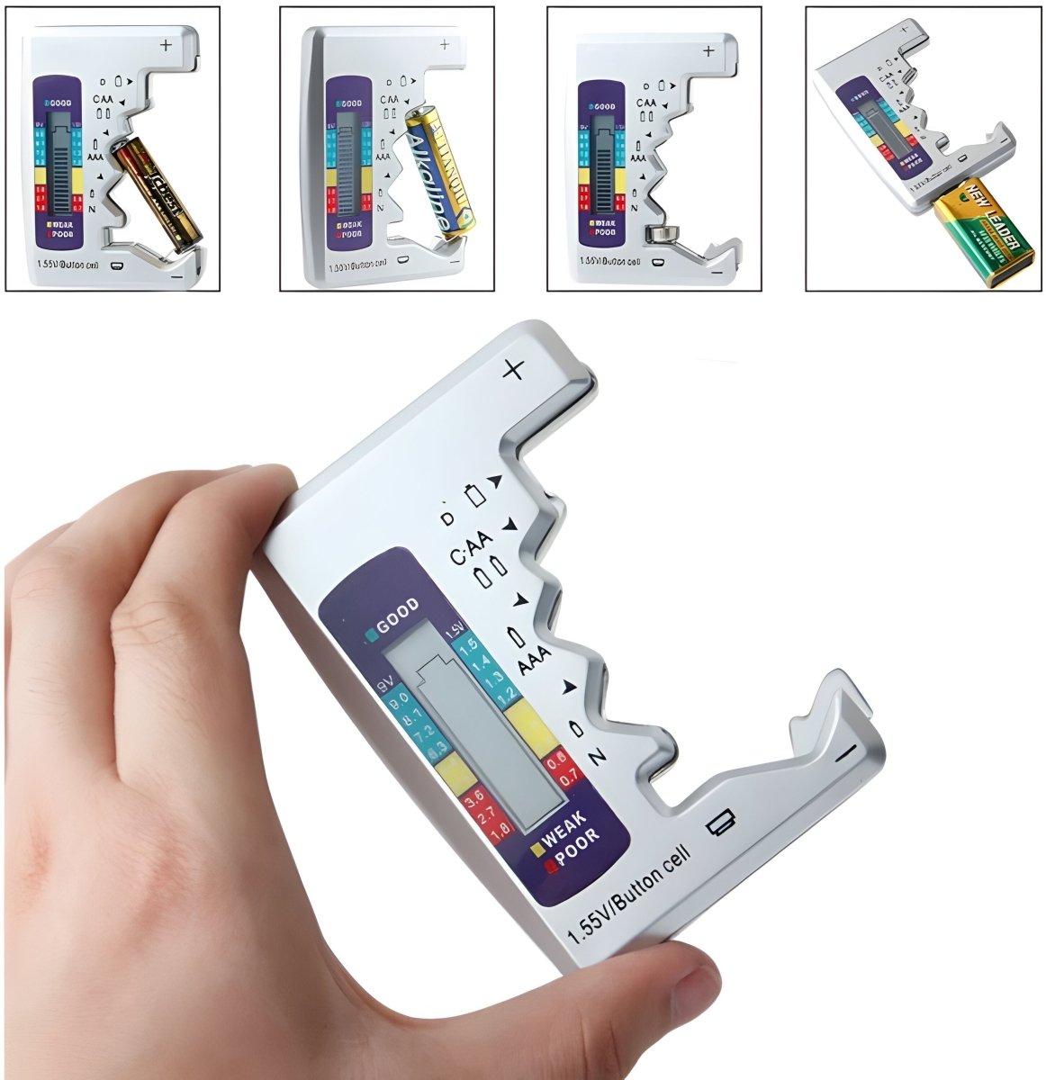 Tester Baterii Cyfrowy Uniwersalny z Wyświetlaczem LCD – Do AA, AAA, C, D, 9V 4