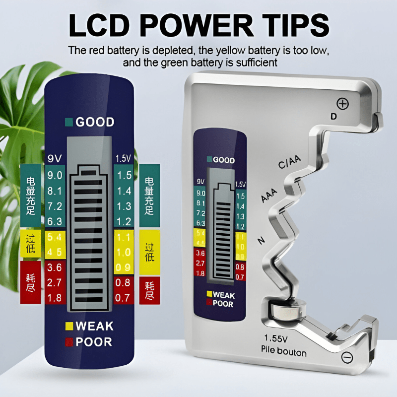 Tester Baterii Cyfrowy Uniwersalny z Wyświetlaczem LCD – Do AA, AAA, C, D, 9V 6