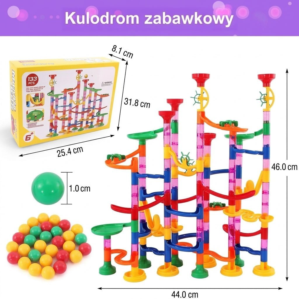 Tor Kulowy Zestaw Konstrukcyjny 133 Elementy – Ruchome Elementy i Przezroczyste Tory do Zabawy 7