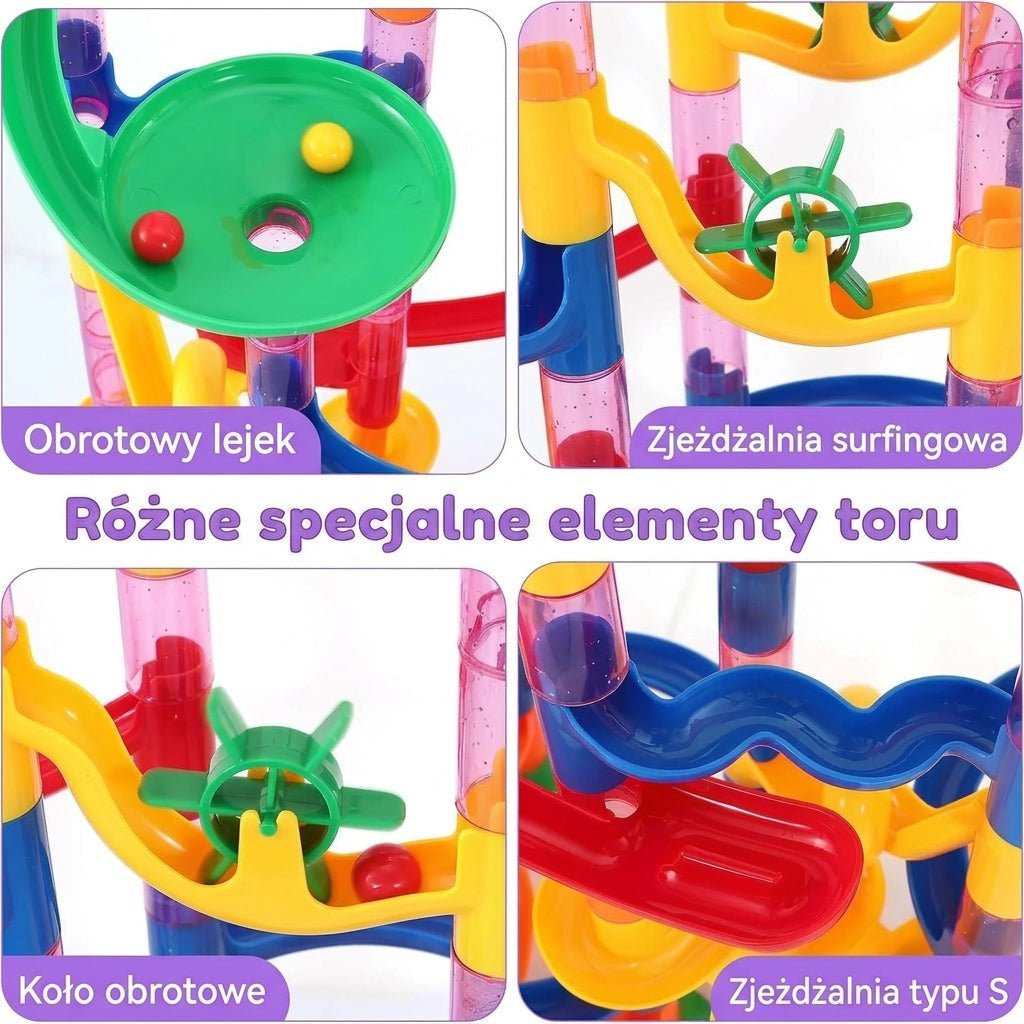 Tor Kulowy Zestaw Konstrukcyjny 133 Elementy – Ruchome Elementy i Przezroczyste Tory do Zabawy 10