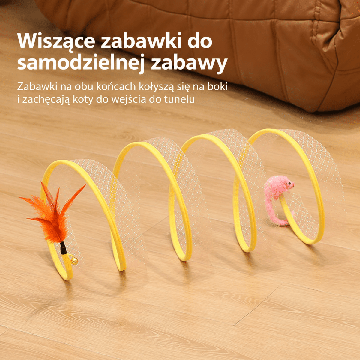 Tunel Dla Kota Sprężynowy z Wiszącymi Zabawami – Interaktywna Zabawka dla Kociąt i Dorosłych Kotów