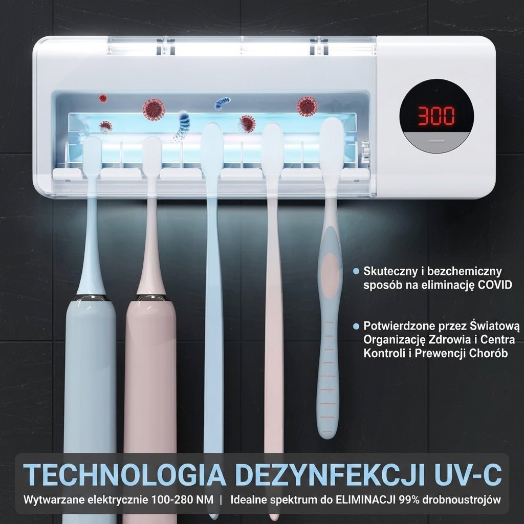 Uchwyt na Szczoteczki do Zębów z Dezynfekcją UV-C – Mieści do 5 Szczoteczek, Bezprzewodowy 4