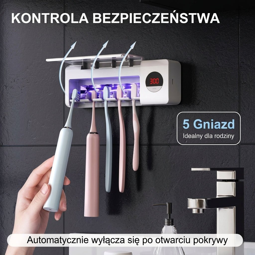 Uchwyt na Szczoteczki do Zębów z Dezynfekcją UV-C – Mieści do 5 Szczoteczek, Bezprzewodowy 6