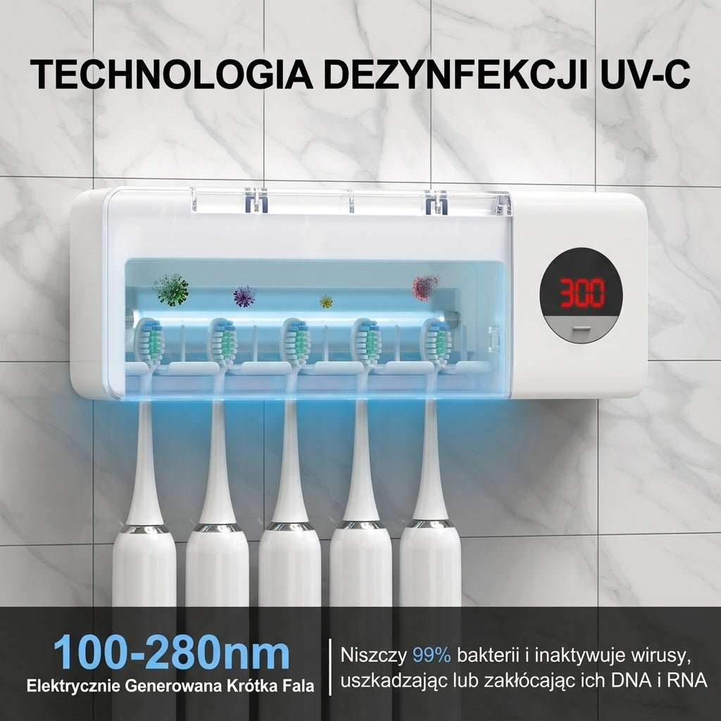 Uchwyt na Szczoteczki do Zębów z Dezynfekcją UV-C – Mieści do 5 Szczoteczek, Bezprzewodowy 8