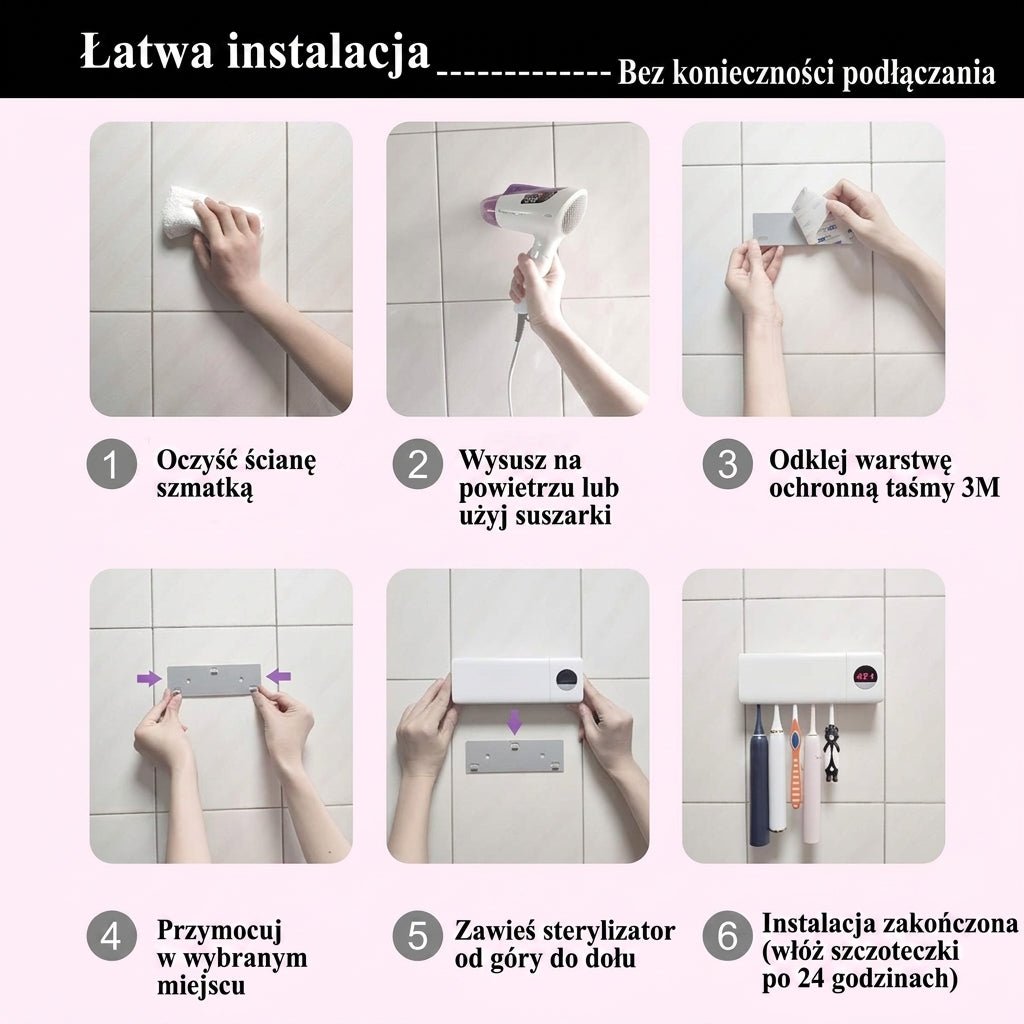 Uchwyt na Szczoteczki do Zębów z Dezynfekcją UV-C – Mieści do 5 Szczoteczek, Bezprzewodowy 13