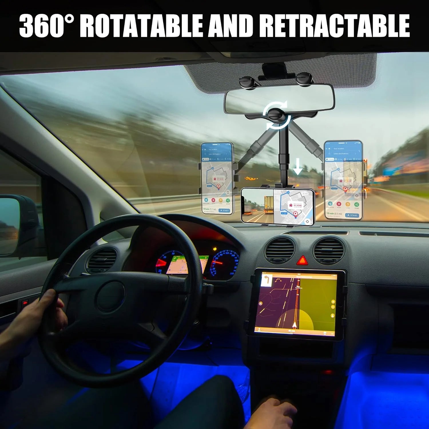 Uchwyt na Telefon do Samochodu na Lusterko Wsteczne – Regulacja 360° i Stabilne Mocowanie 2
