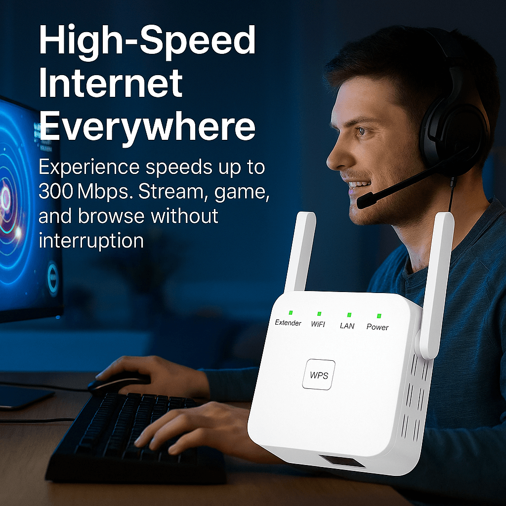 UltraXtend - Dwuzakresowy Wzmacniacz Wi-Fi 5G, Sygnał do 300 Mb/s, Plug & Play 4