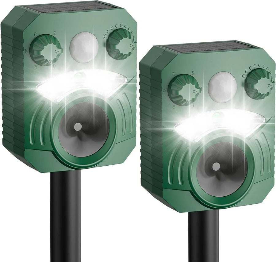 Ultradźwiękowy Odstraszacz Zwierząt z Czujnikiem Ruchu, Wodoodporny, Solar & USB 0