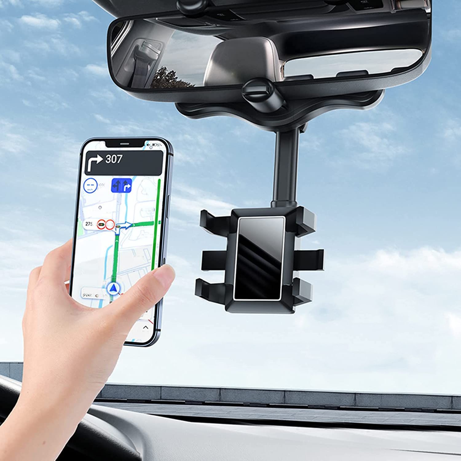Uniwersalny Uchwyt Samochodowy na Lusterko Wsteczne do Telefonu 360° 0