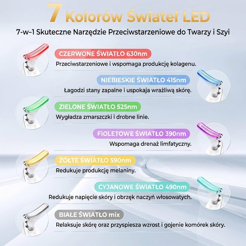 Urządzenie do Liftingu Twarzy i Szyi z 7 Trybami Światła i 3 Trybami Masażu 9
