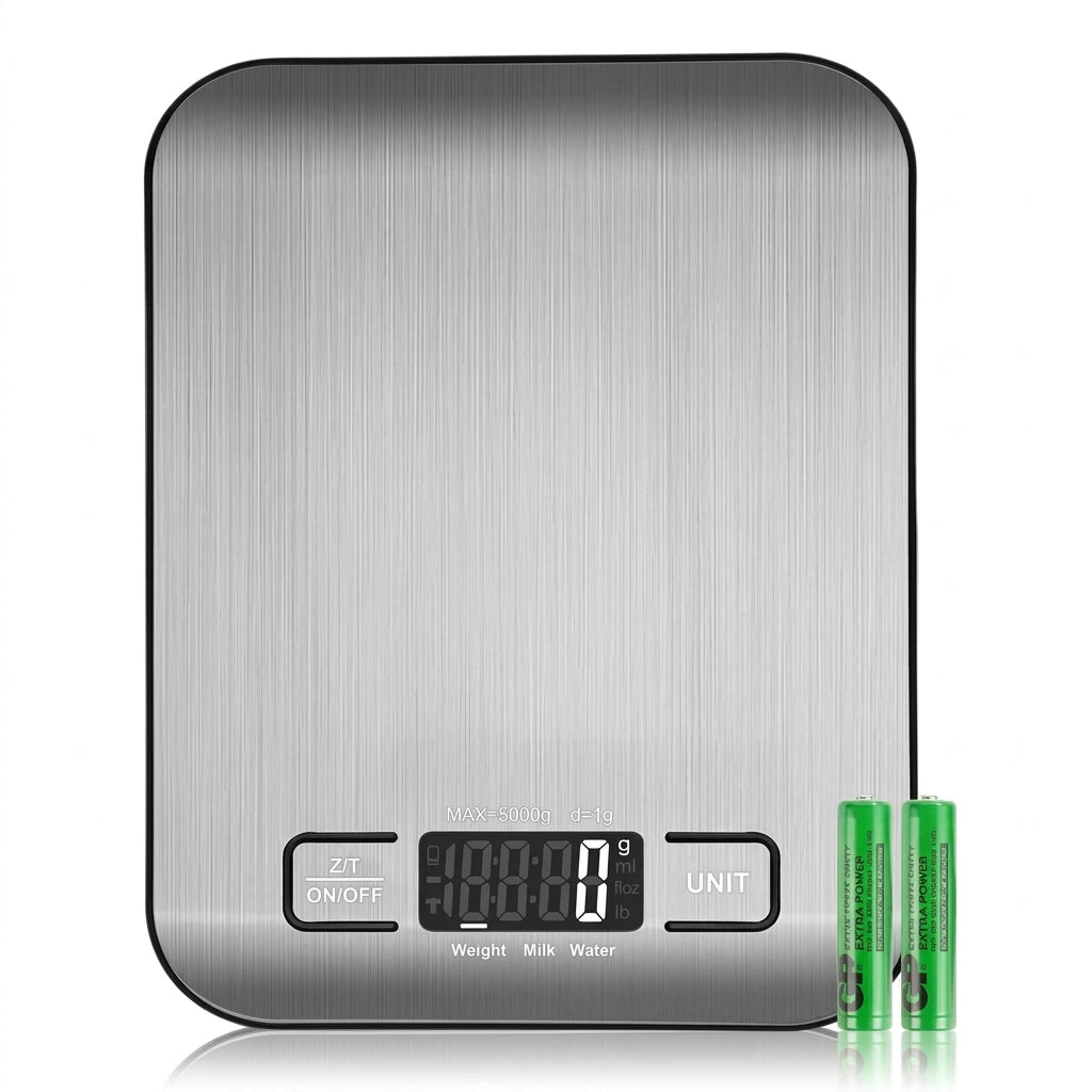 Waga Kuchenna Elektroniczna do 5 kg z Wyświetlaczem LCD – Dokładność 1 g, Funkcja Tarowania 1