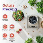 Waga Kuchenna Elektroniczna do 5 kg z Wyświetlaczem LCD – Dokładność 1 g, Funkcja Tarowania 3