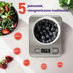 Waga Kuchenna Elektroniczna do 5 kg z Wyświetlaczem LCD – Dokładność 1 g, Funkcja Tarowania 6