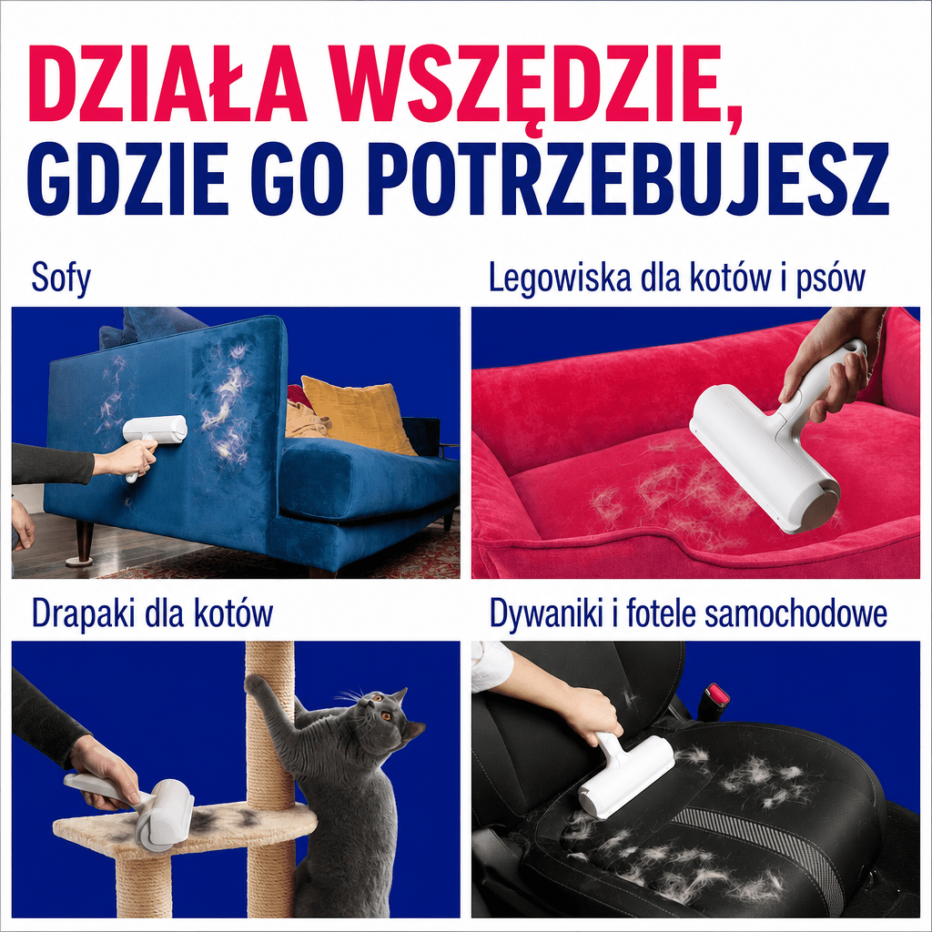 Wałek Do Usuwania Sierści Zwierząt – Elektrostatyczny, Wielokrotnego Użytku, Przenośny