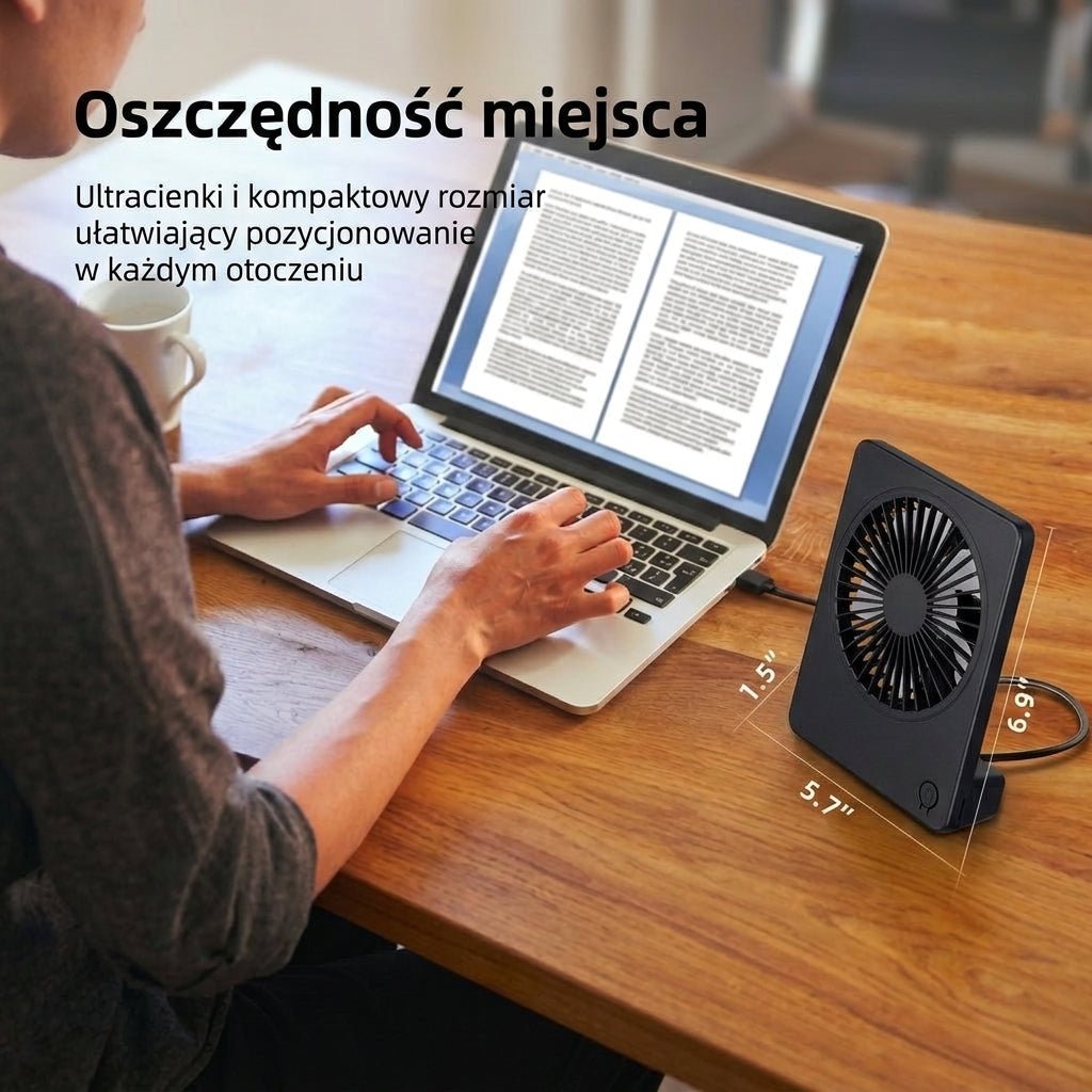 Wentylator Biurkowy Cichy z Obrotową Głowicą – Kompaktowy, 3 Poziomy Prędkości 5