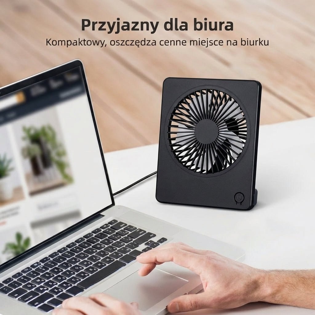 Wentylator Biurkowy Cichy z Obrotową Głowicą – Kompaktowy, 3 Poziomy Prędkości 4