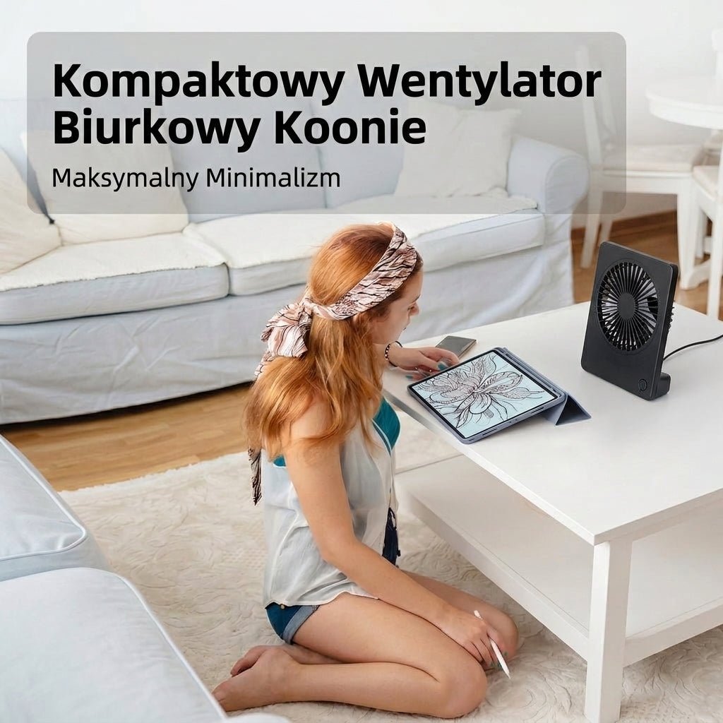 Wentylator Biurkowy Cichy z Obrotową Głowicą – Kompaktowy, 3 Poziomy Prędkości 9