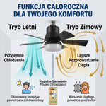 Wentylator Sufitowy z Lampą LED i Pilotem – Cicha Praca, Regulacja Jasności