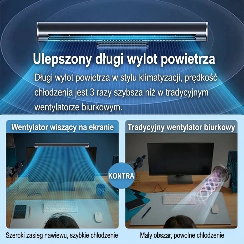 Wentylator USB Bezłopatkowy z Regulacją – Stojący lub Montowany na Monitorze 6