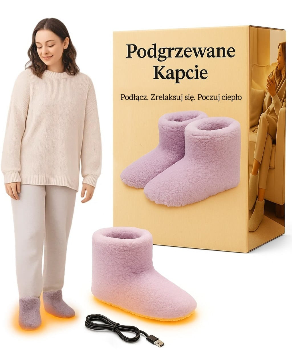 Elektryczne Podgrzewane Kapcie z USB HeatComfort - Regulowane Ogrzewanie do 45°C dla Ciepłych Stóp