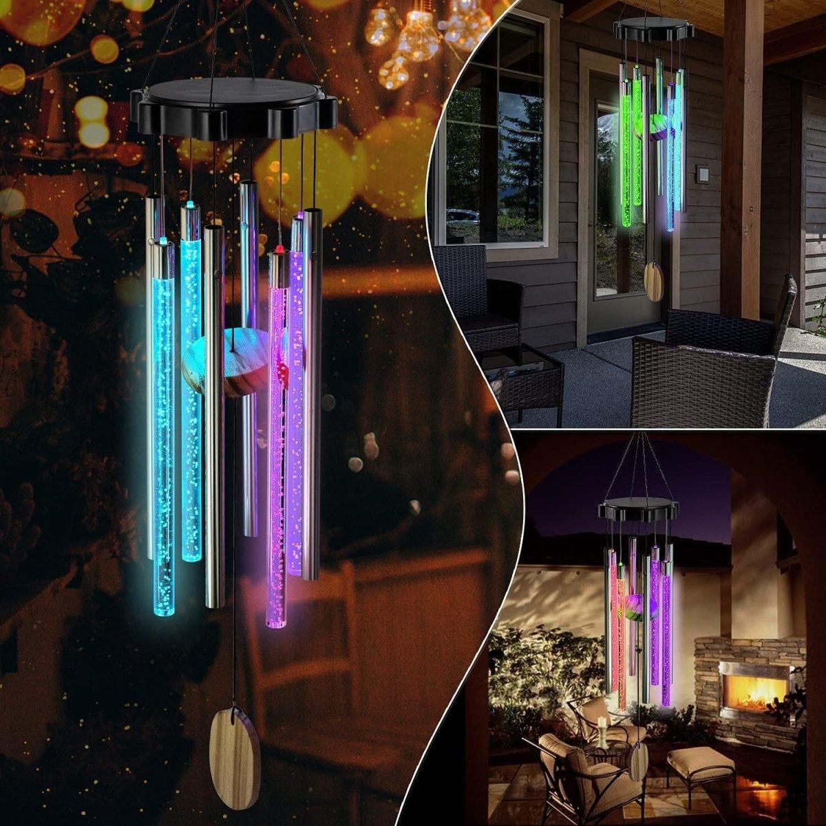 Wiatraki LED Zasilane Energiją Słoneczną – Wodoodporne Dzwonki do Ogrodu i Patio 4