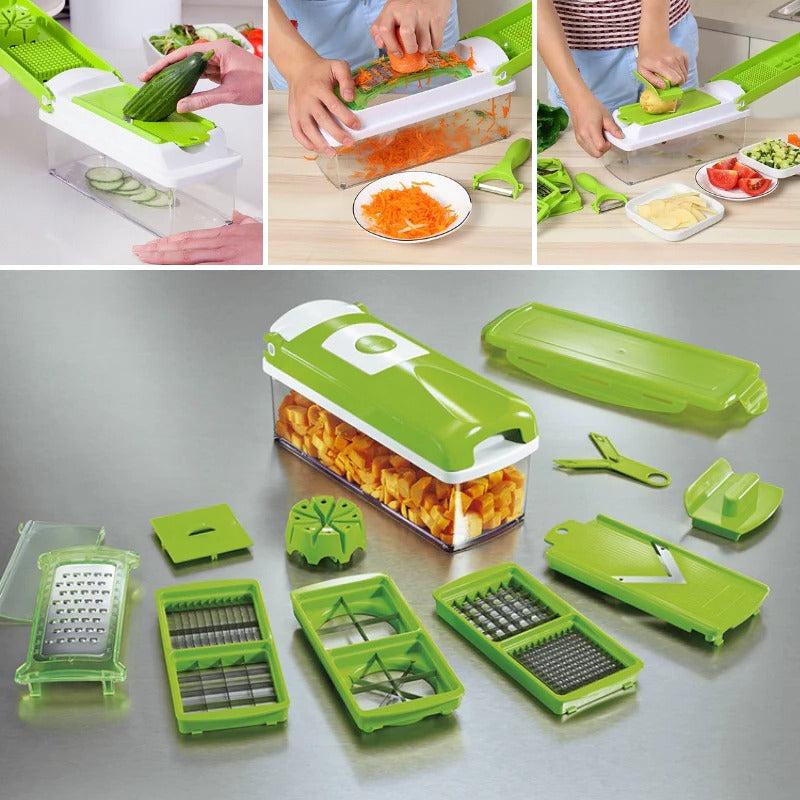 Wielofunkcyjna Krajalnica Do Warzyw 12 w 1 Z Ergonomiczną Osłoną Dłoni 0