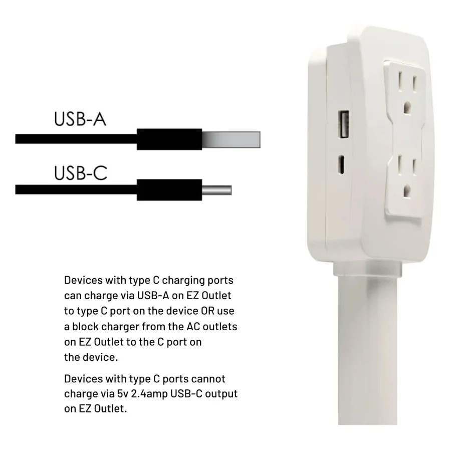 Wieloportowy Przedłużacz Gniazda Do Przedłużacza z USB A i C, Kompaktowy Design 3