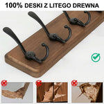 Wieszak na Ubrania na Ścianę z 10 Potrójnymi Haczykami – Drewniany do Przedpokoju i Łazienki 10