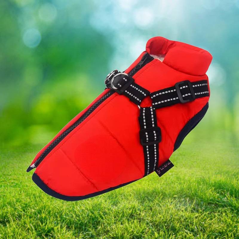 Wodoodporna Kurtka Zimowa Dla Psa Z Odblaskowymi Szelkami, Polarowa Izolacja, Regulowany Krój 0