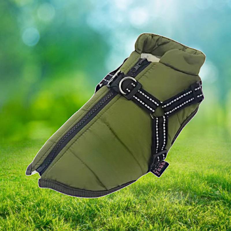 Wodoodporna Kurtka Zimowa Dla Psa Z Odblaskowymi Szelkami, Polarowa Izolacja, Regulowany Krój 1