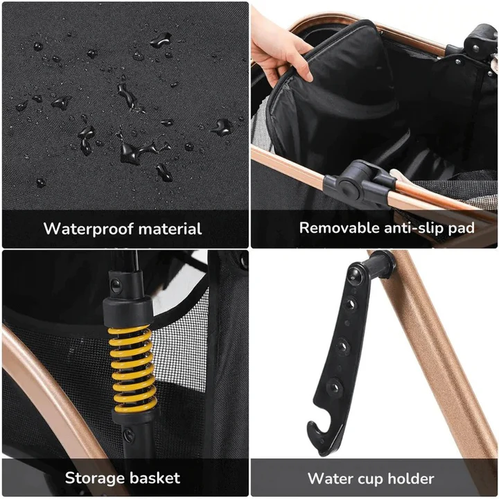 Wózek Transportowy Dla Małych Psów i Kotów Z Wentylacją, Składana Konstrukcja 2