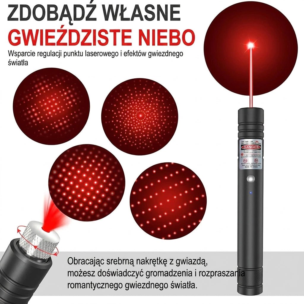 Wskaźnik Laserowy Zielony Dalekiego Zasięgu z Wbudowaną Baterią – Efekt Gwiaździstego Nieba 4