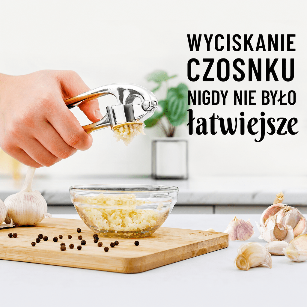 Wyciskarka do Czosnku Metalowa z Ergonomiczną Rączką i 37 Otworami – Łatwe Czyszczenie