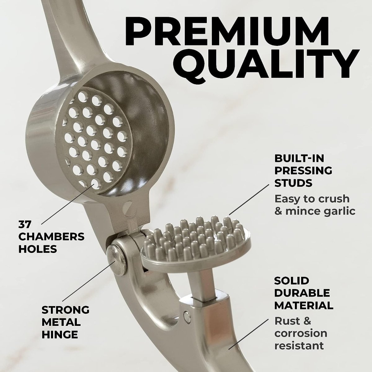 Wyciskarka do Czosnku Metalowa z Ergonomiczną Rączką i 37 Otworami – Łatwe Czyszczenie 3