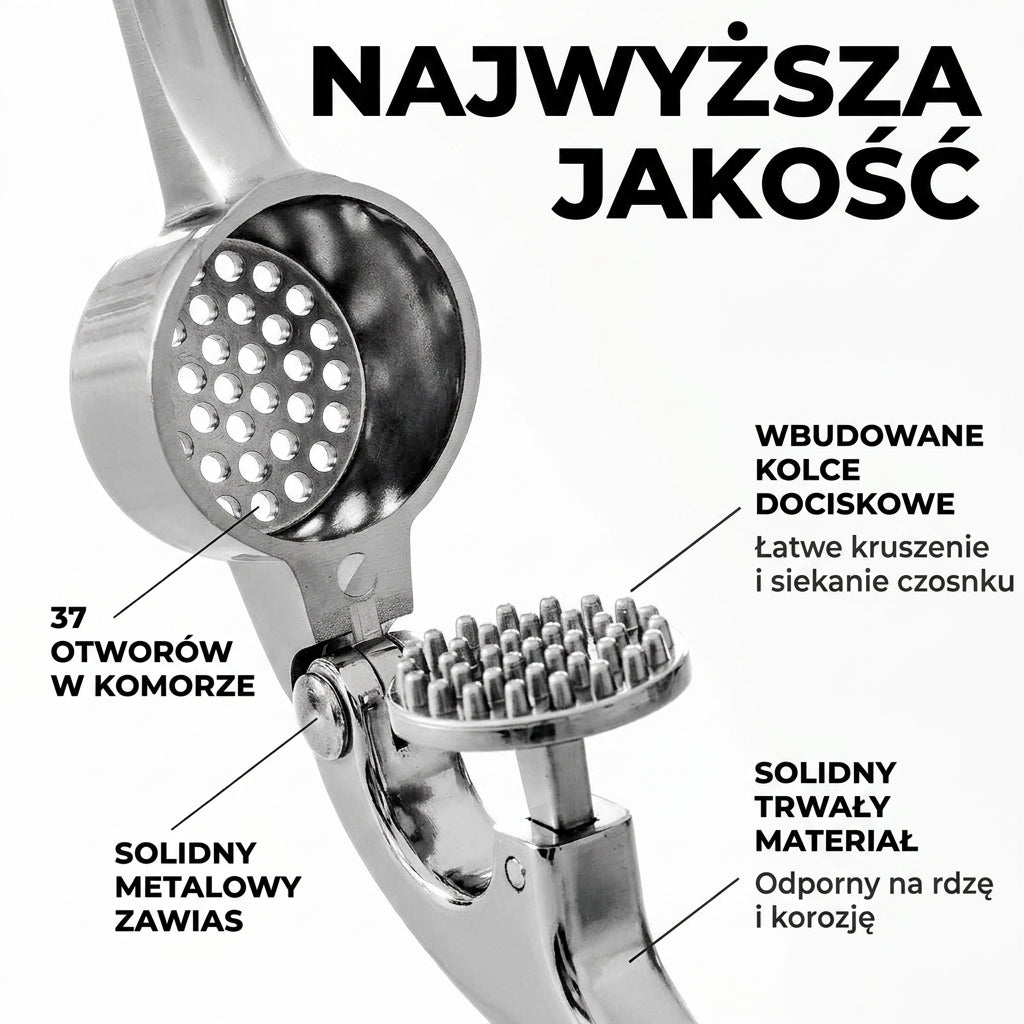 Wyciskarka do Czosnku Metalowa z Ergonomiczną Rączką i 37 Otworami – Łatwe Czyszczenie 4