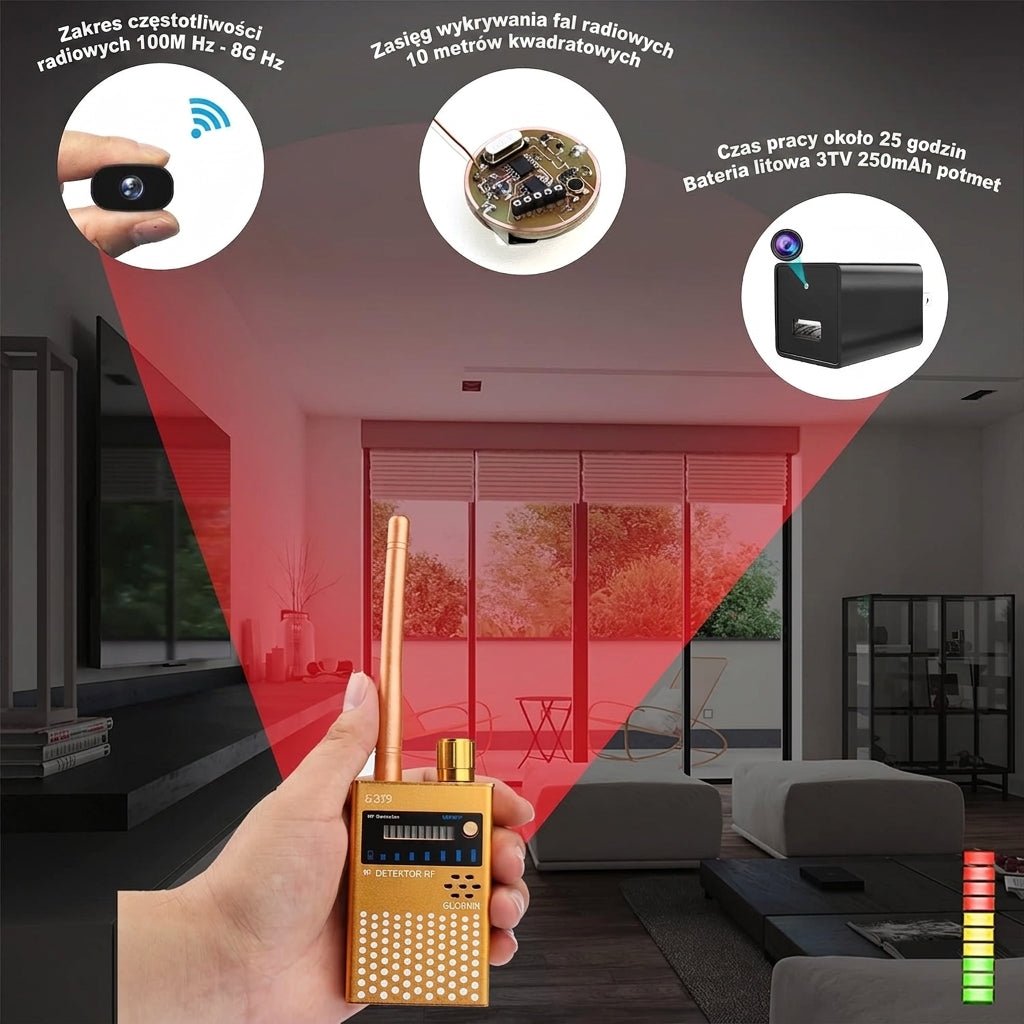 Wykrywacz Sygnałów RF i GPS – Detekcja Ukrytych Kamer i Lokalizatorów do Domu i Biura 7