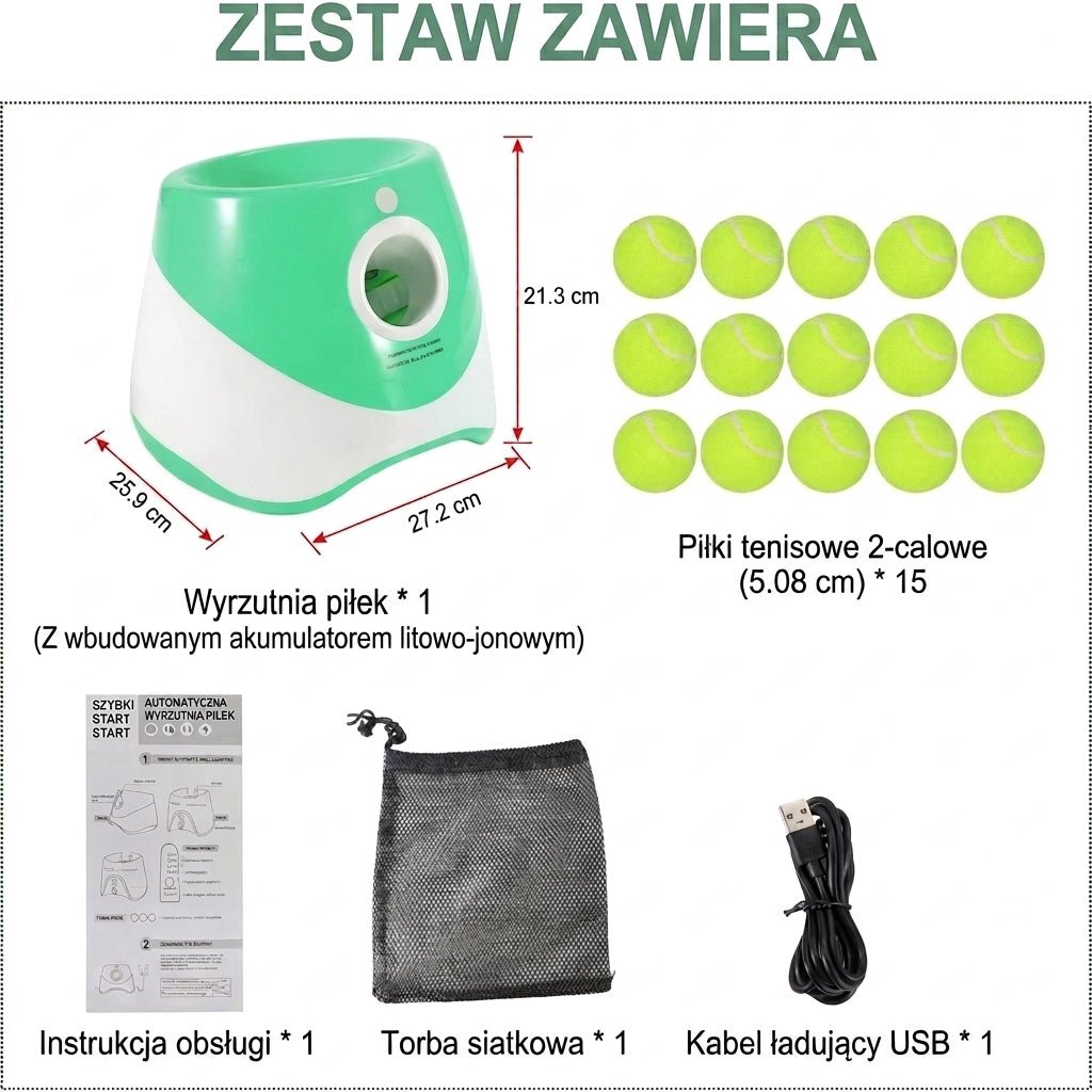Wyrzutnia Piłek dla Psa – Regulacja 3, 6 i 9 m, Z 6 Mini Piłkami 2