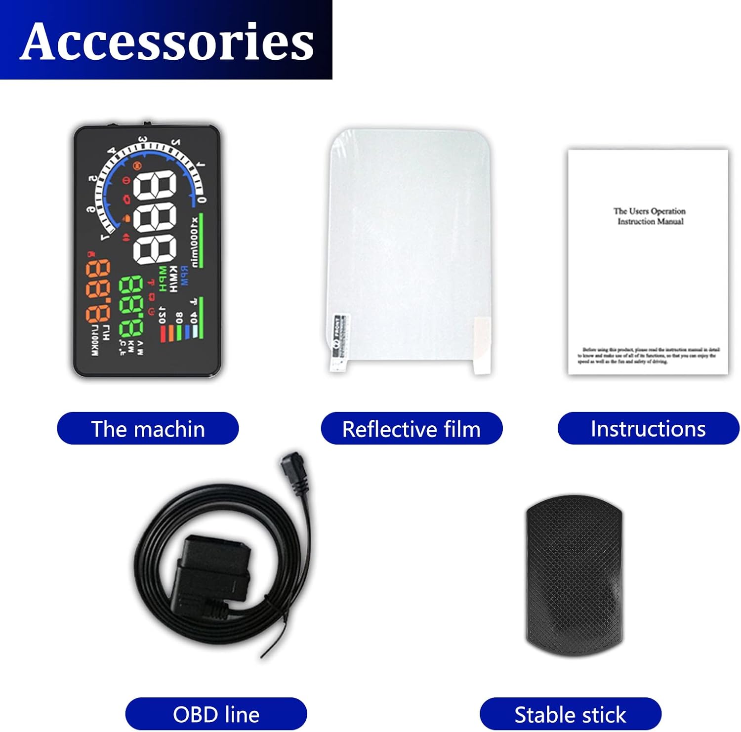 Wyświetlacz Head Up HUD P8 do Samochodu – 5,5'' Ekran, OBD2 i GPS, Montaż na Słupku A lub Desce 1