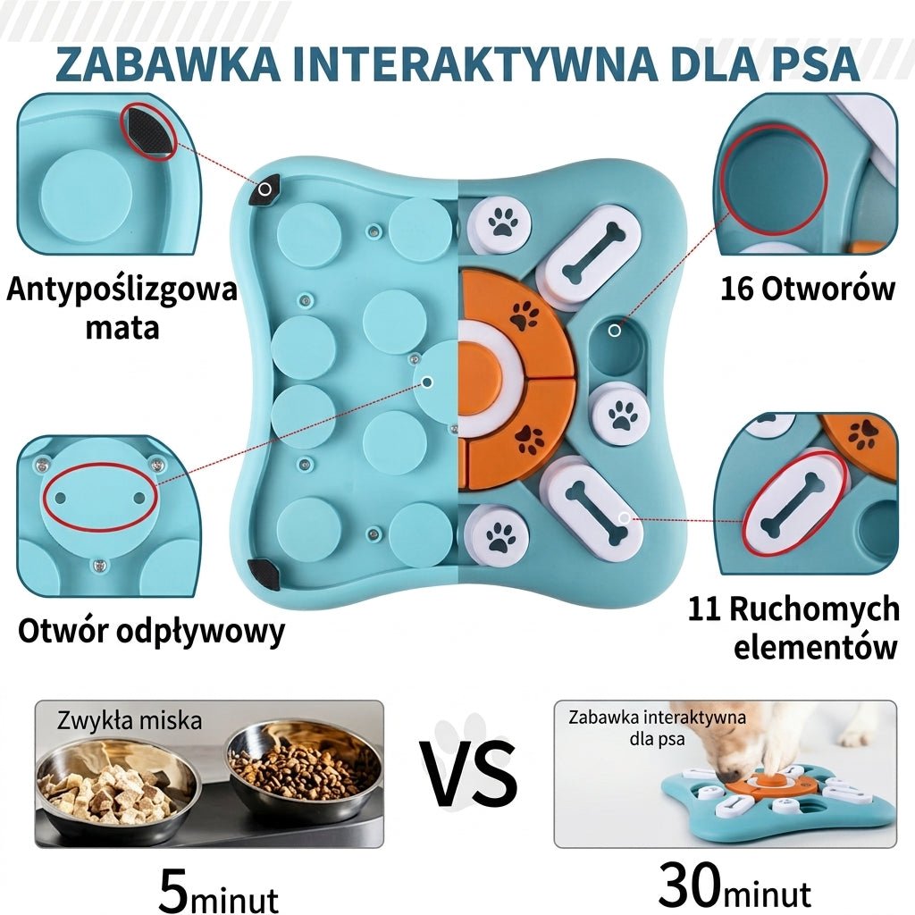 Zabawka Interaktywna dla Psów z Układanką i Smakołykami – Antypoślizgowa 21,5 cm 10