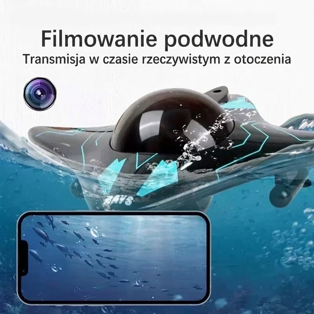 Zabawka Łódź Podwodna RC z Kamerą Wi-Fi – 6-Kanałowe Sterowanie, Do 10 m 10