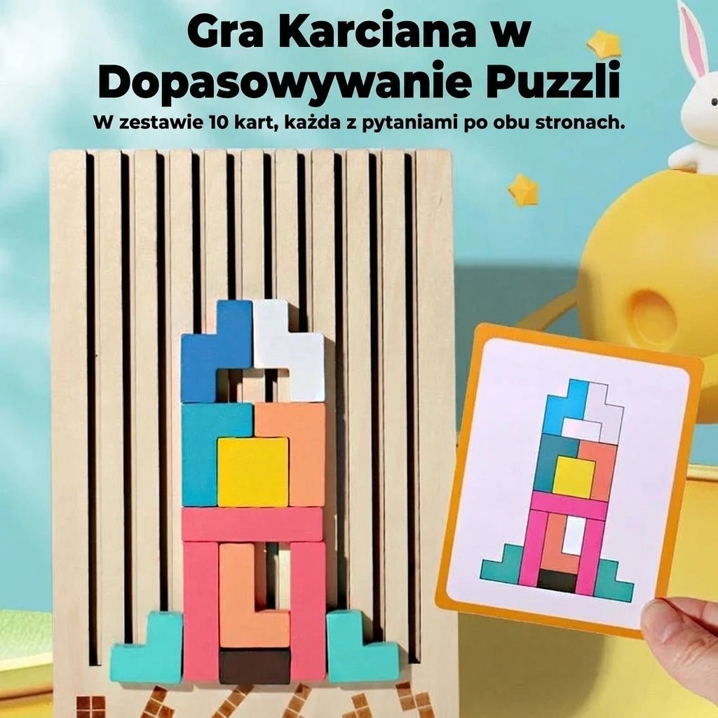 Zabawki Montessori Klocki Drewniane Edukacyjne z Kartami – 42 Elementy do Nauki i Zabawy 11